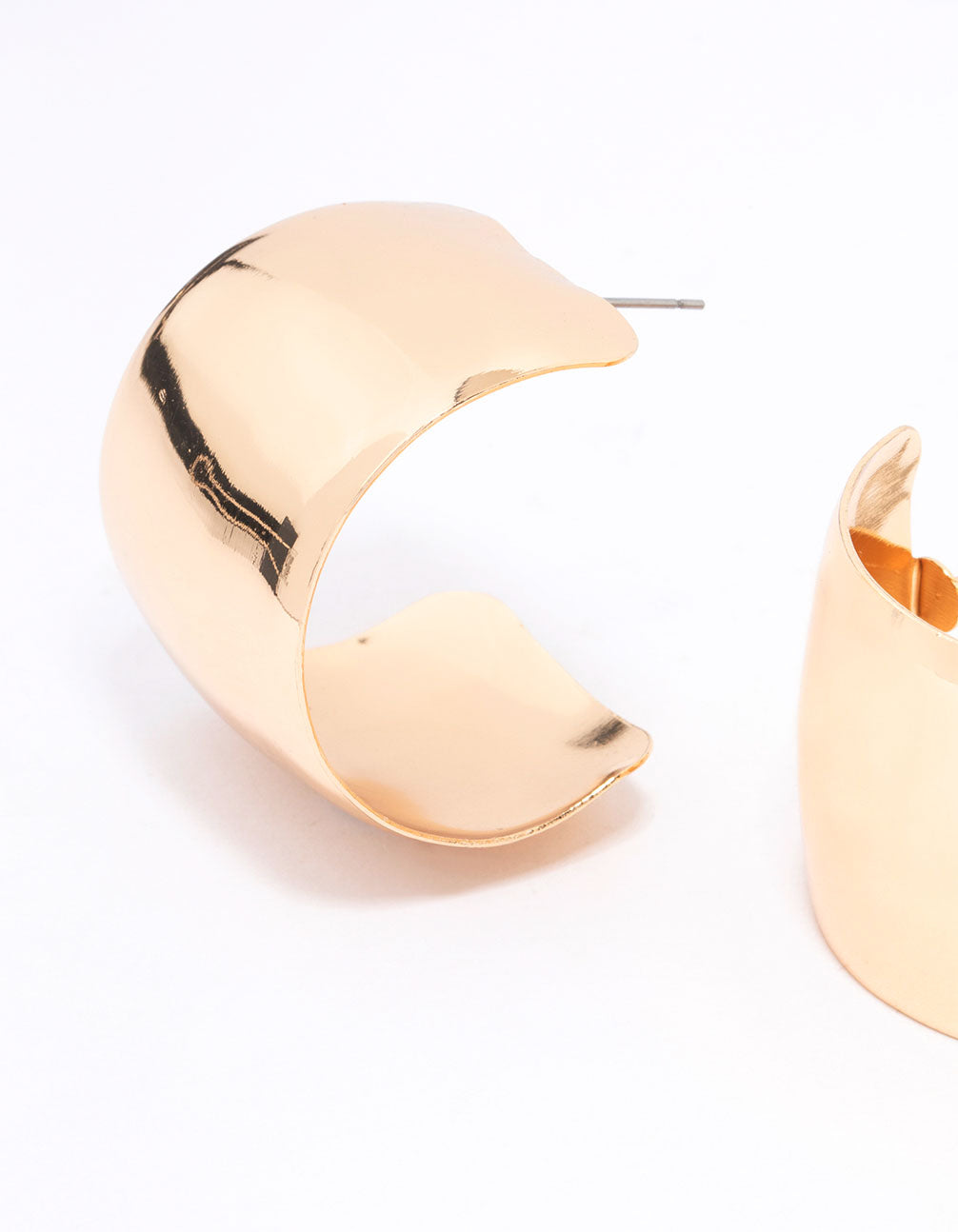 Large-sized Wide and Sleek Gold Hoop Earrings for Fashionable Stacking