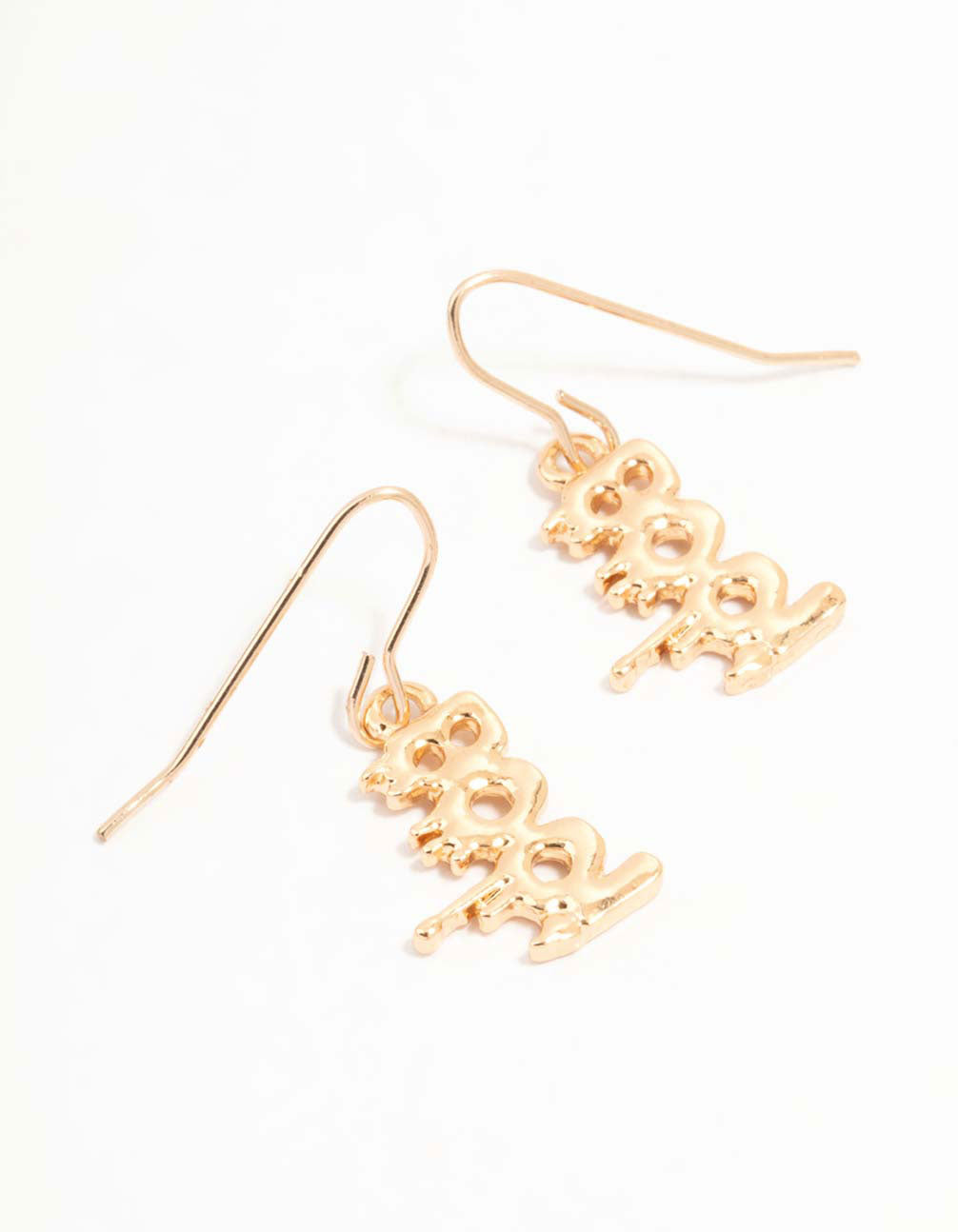 Exquisite Gold Boo-themed Drop Style Earrings for a Spooky Look