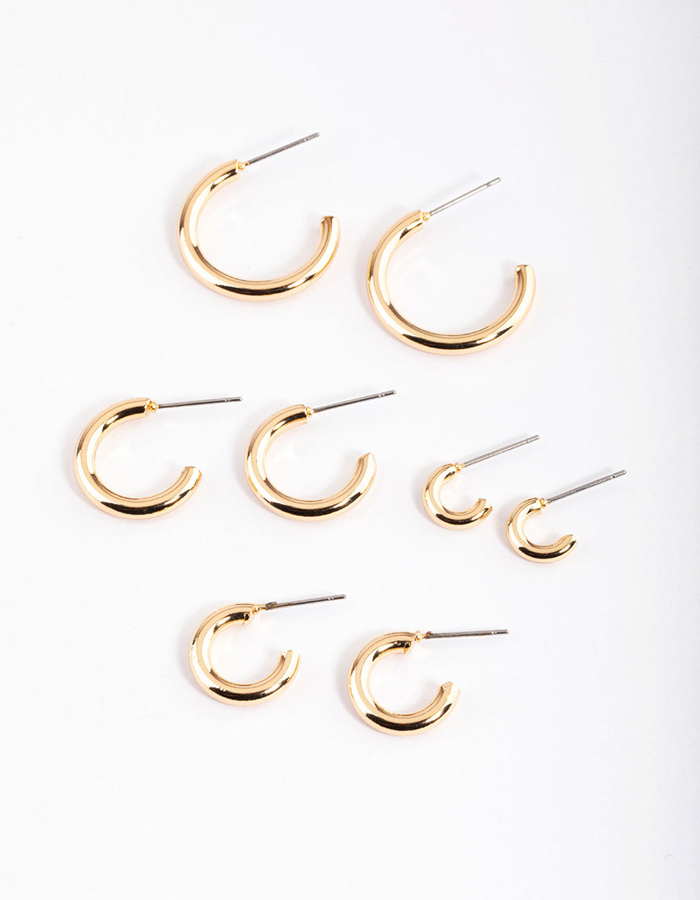 4-Pack Gold Basic Round Hoop Earrings for All Occasions